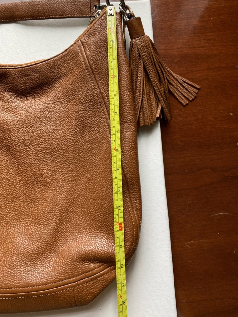 Michael Kors Caramel Pebbled Leather Large Hobo Bag With Tassel - Picture 12 of 14